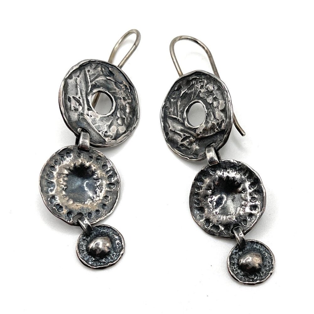 W1941 Retired Silpada Hammered Silver Earrings